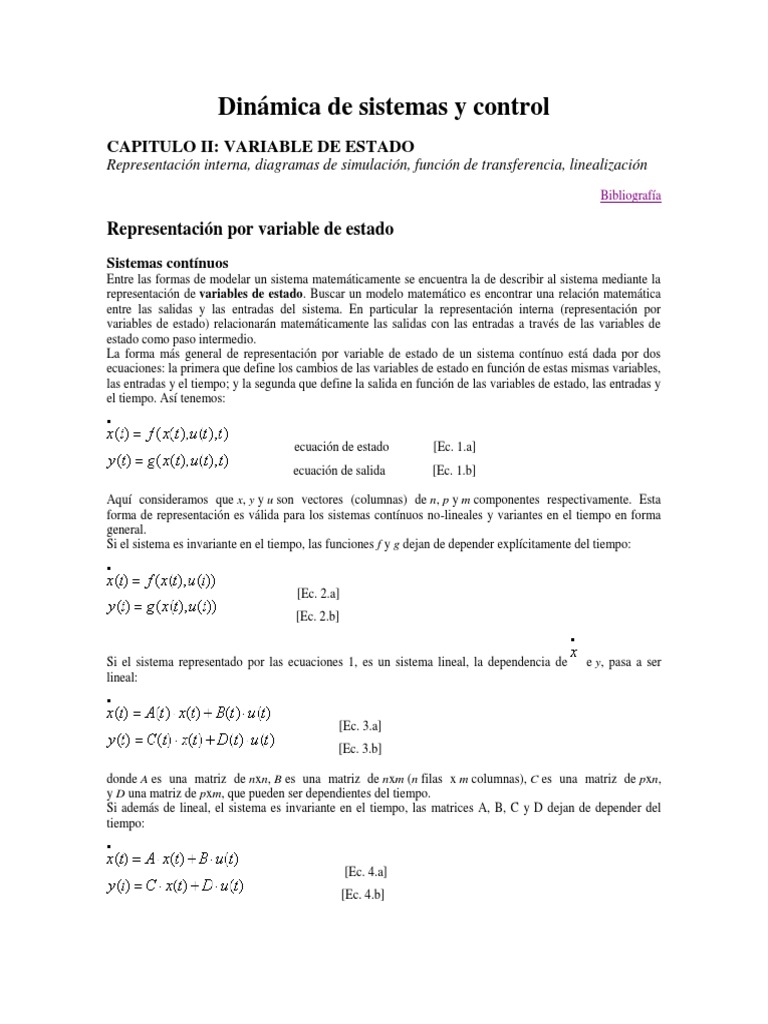 Dinámica de Sistemas y Control | PDF | Sistema de ecuaciones lineales ...