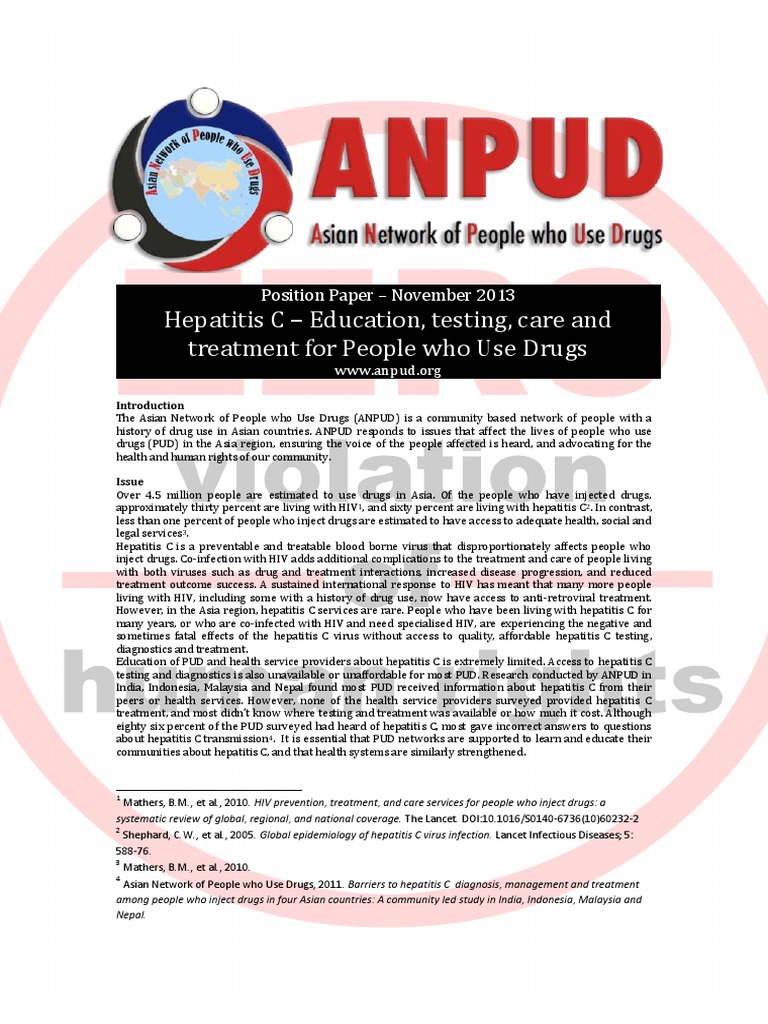 ANPUD Hepatitis C Position Paper - Education, Testing ...