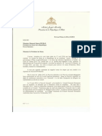 Correspondance Responsive du Président de la République au Président du Sénat de la République
