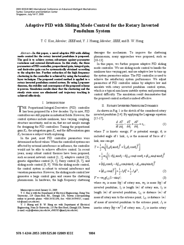 Adaptive PID With Sliding Mode Control For The Rotary Inverted | PDF ...
