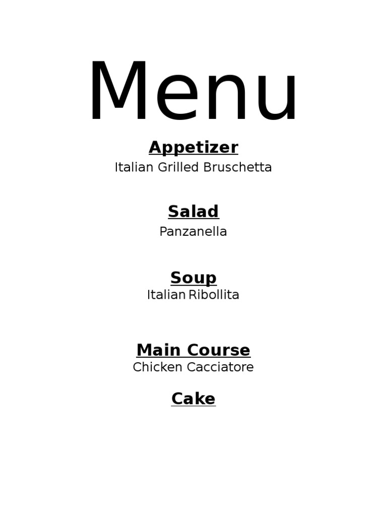 Menu | PDF