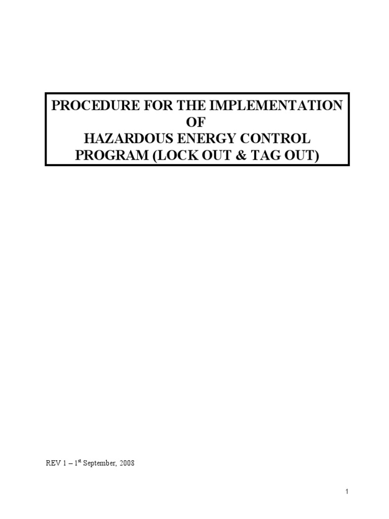 Lockout/Tagout Procedure Overview | PDF | Risk Assessment | Risk