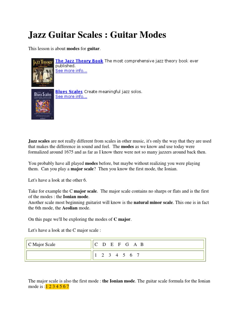 Jazz Guitar Scales | PDF | Mode (Music) | Chord (Music)