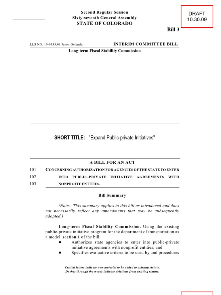 Colorado Public-Private Initiative Bill | PDF | Nonprofit Organization ...