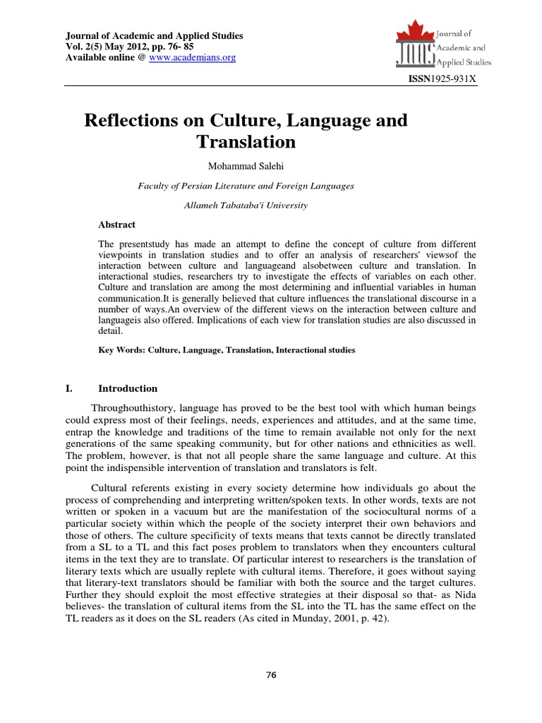 Culture Language Translation | PDF | Translations | Linguistics