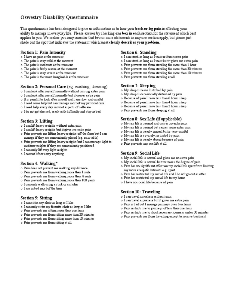 Questionnaire Oswestry Pdf – Oswestry Index Pdf – UQJFK