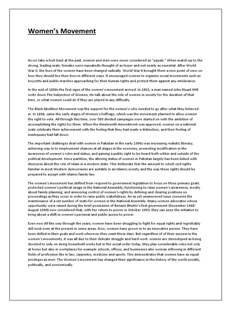 Women S Movement Pdf Feminist Movement Gender