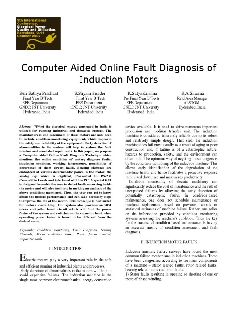 Online Fault Diagnosis of Motor | PDF | Electric Current | Engineering