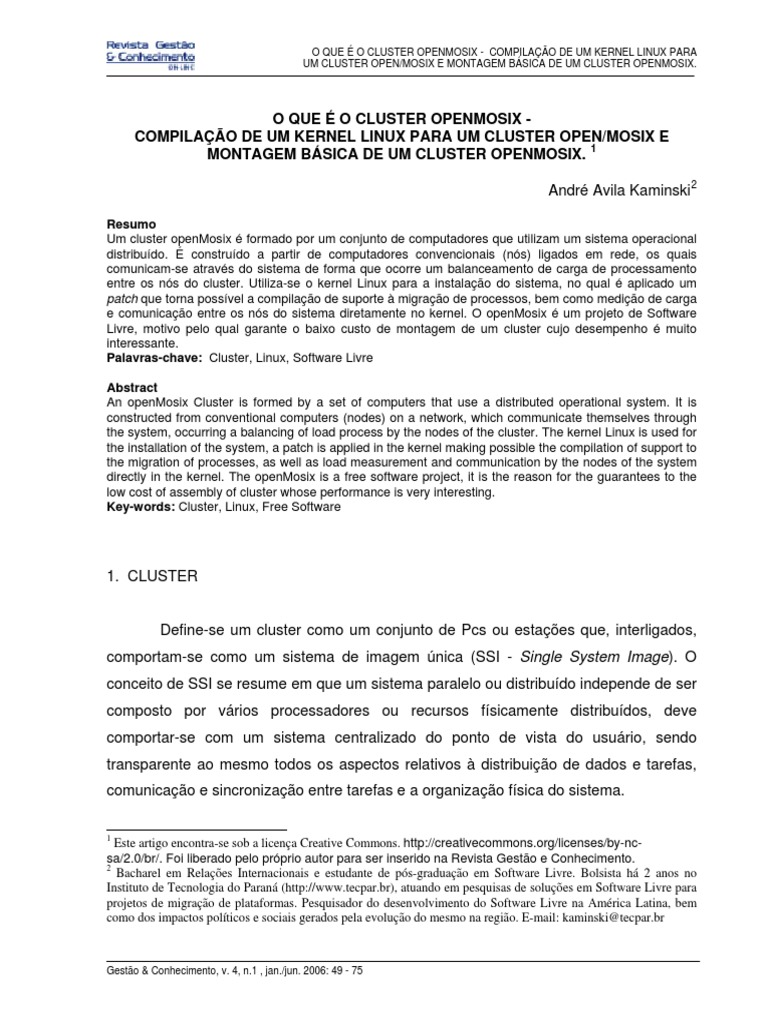 Cluster OpenMosix: Compilação e Montagem | PDF | Processo (informática ...