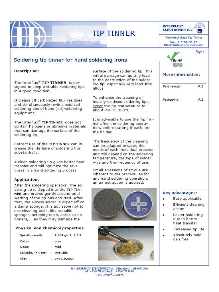 TD Tip Tinner PDF PDF Soldering Solder