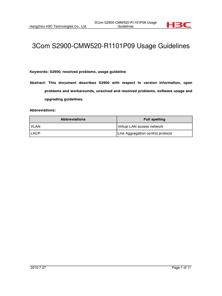 3com S2900-CMW520-R1101P09 Usage Guidelines | PDF | Command Line ...