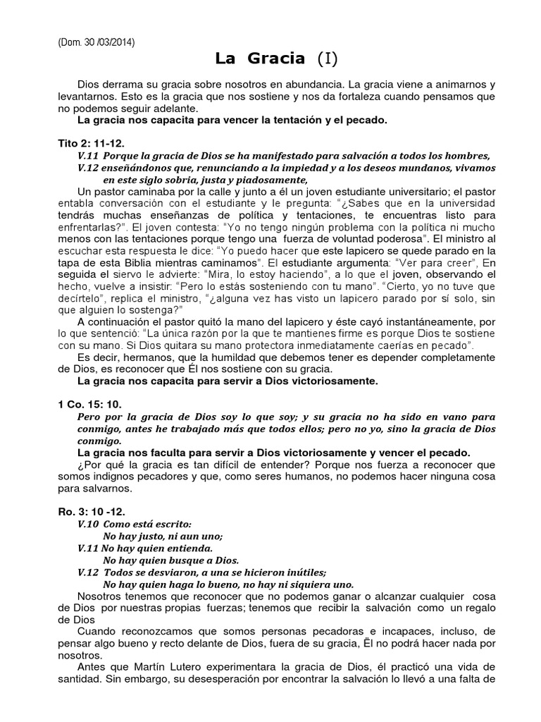 La Gracia de Dios que Nos Sostiene | PDF | Gracia divina | Pecado