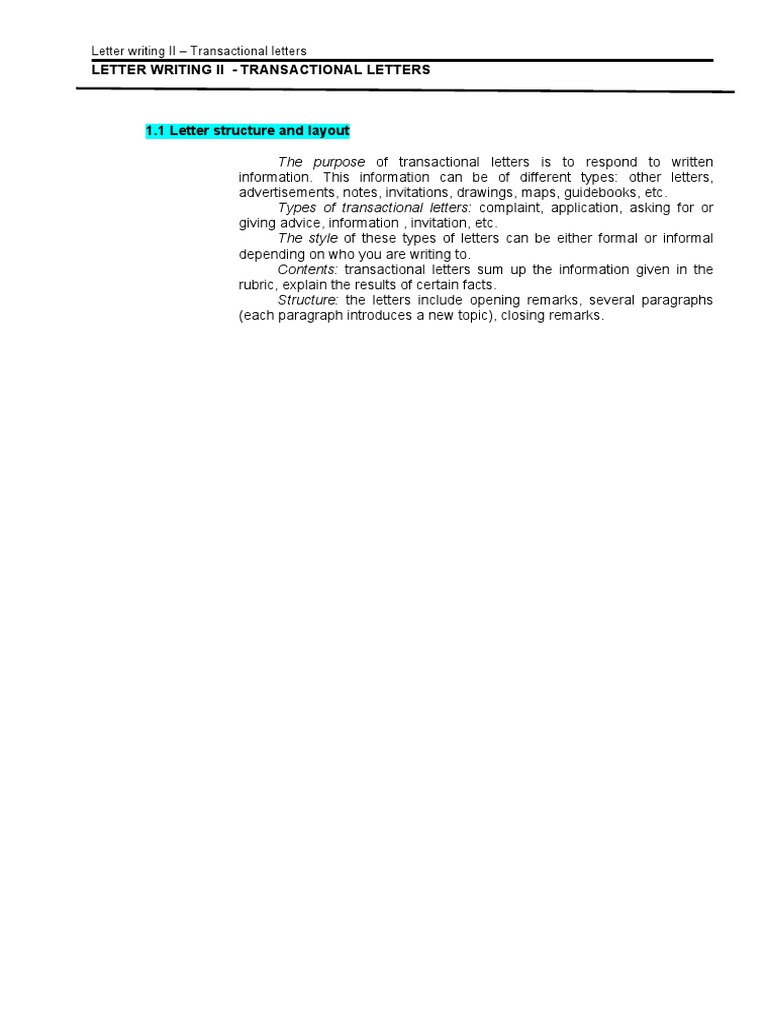 Transactional Letter Writing Guide | PDF