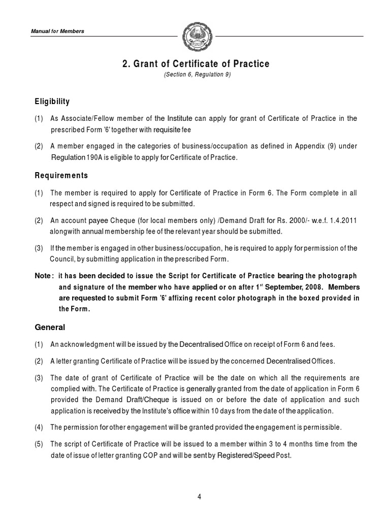 Certificate of Practice Eligibility Guide | PDF | Finance & Money ...