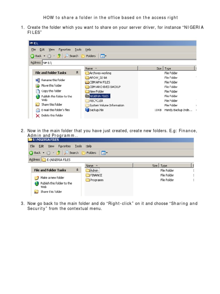 Sharing and Securing Folders Guide | PDF | Computer File | Directory ...