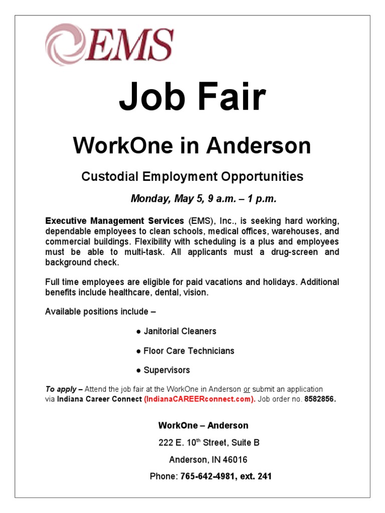 Custodial Job Fair in Anderson | PDF