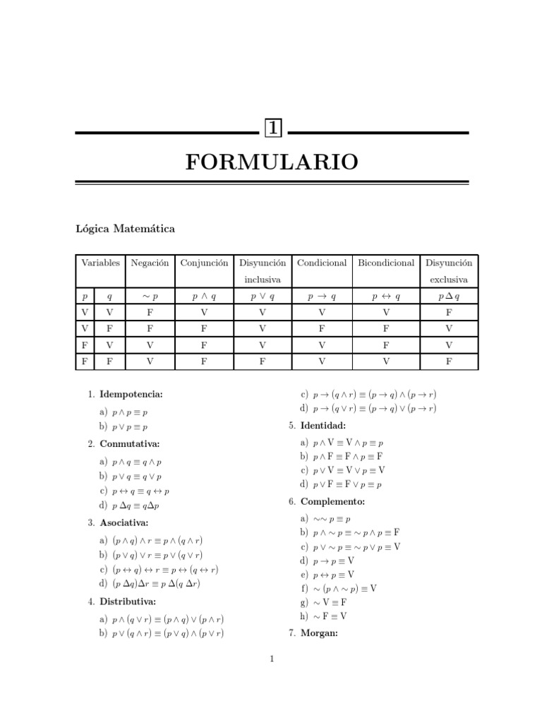 Formulario: L Ogica Matem Atica | PDF | Euclidean Vector | Integral