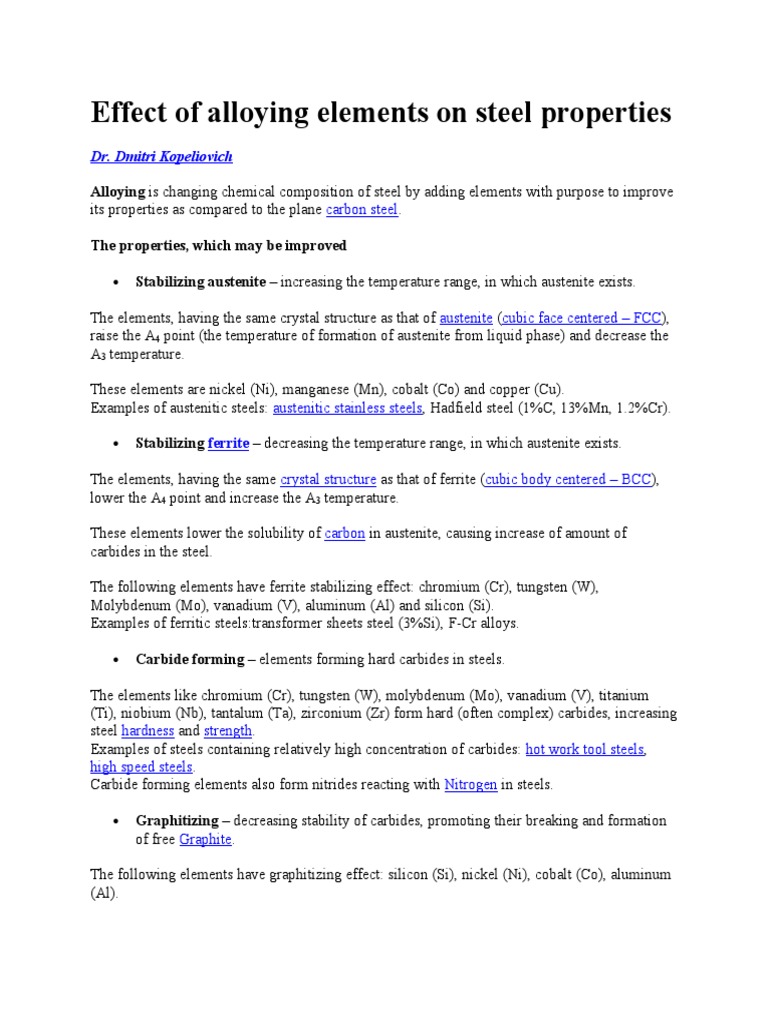 Effects of Alloying Elements on Steel | PDF | Steel | Alloy