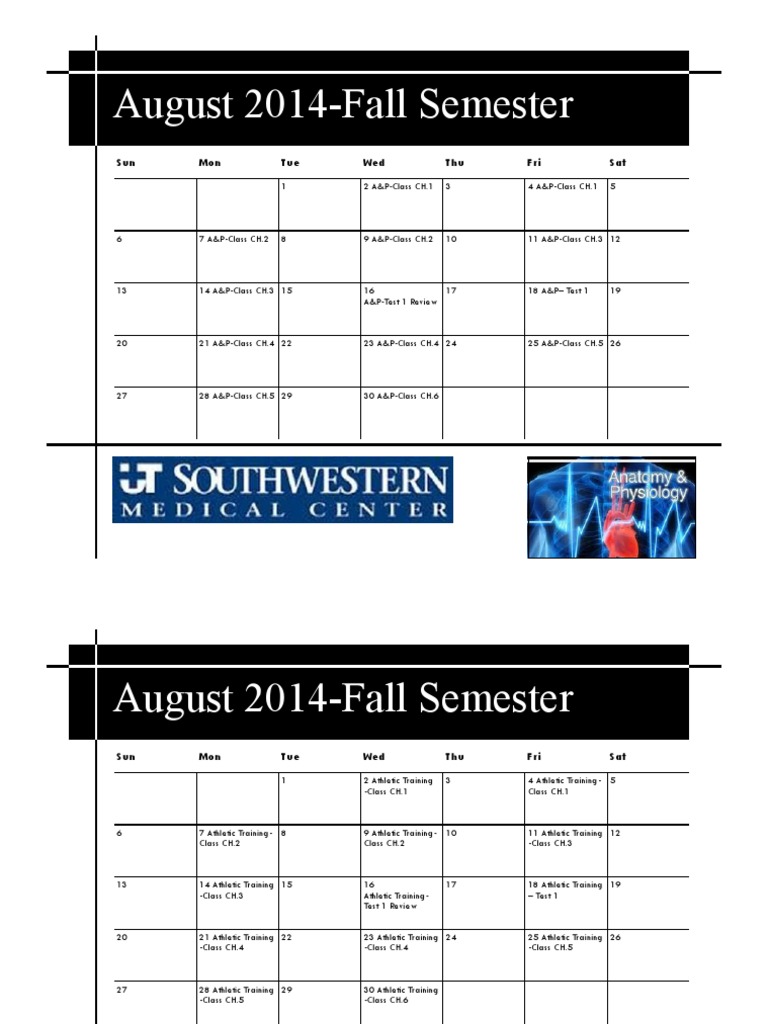 A&P and Athletic Training Class Schedule | PDF