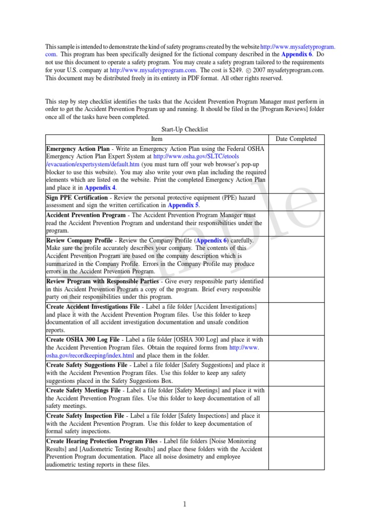 Sample Safety Program Occupational Safety And Health Noise