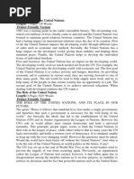 The Role of the United Nation