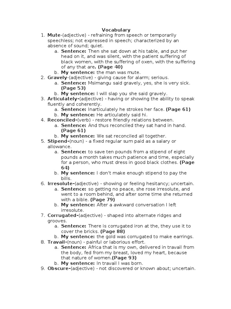 Vocabulary Mute (Adjective) Refraining From Speech or Temporarily