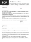 Resignation Letter - 24 Hour Notice - Template