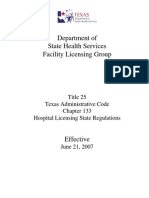 TX Hospital Licensing Rules Summary