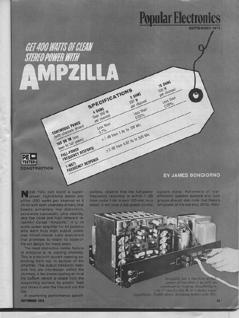 Ampzilla200 Watt Amp Plans Schematic 1974 PDF