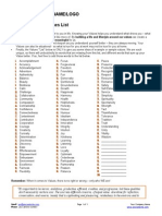 Your Company Name/Logo Sample Values List: Instructions