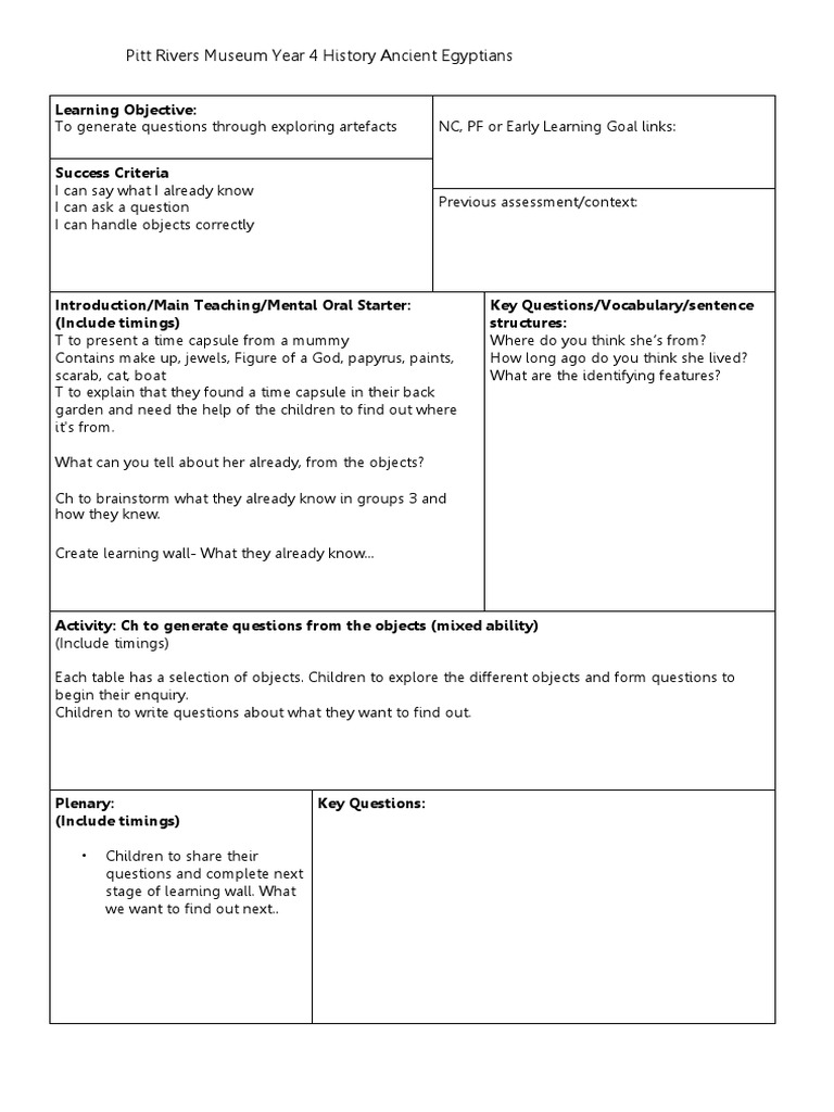 Lesson Plan - History | PDF | Lesson Plan | Teaching
