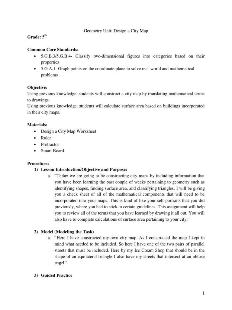 City Map Lesson Plan | PDF | Area | Map