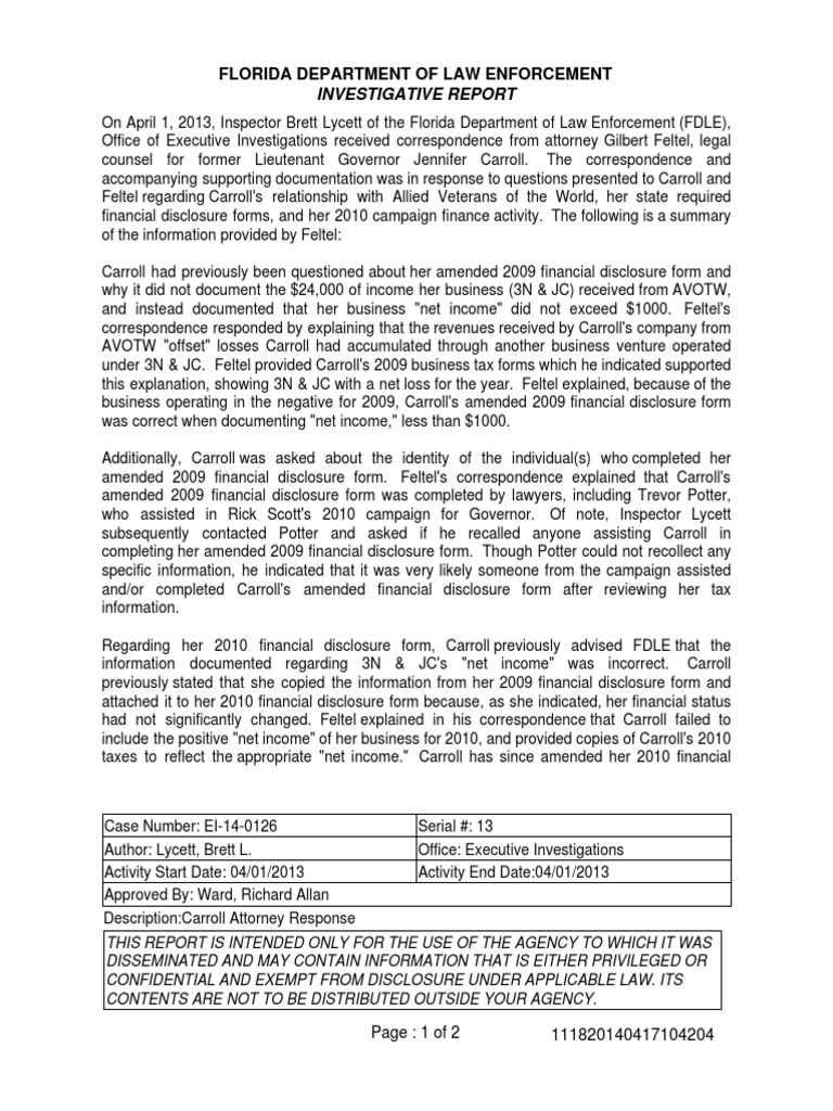 Carroll's Financial Disclosure Inquiry | PDF | Irs Tax Forms | Lawyer