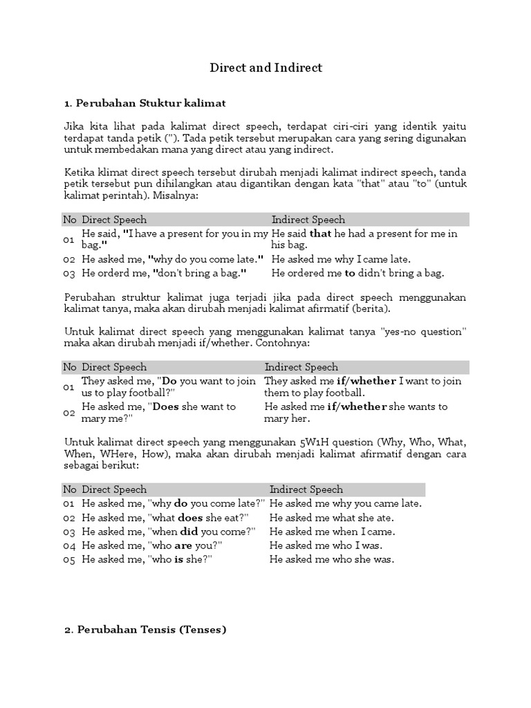 Rumus Direct and Indirect | PDF | Sintaksis | Unit Semantik