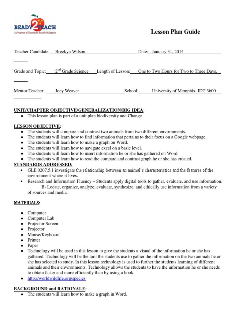 Tech in Education - Lesson Plan 1 | PDF | Lesson Plan | Teaching