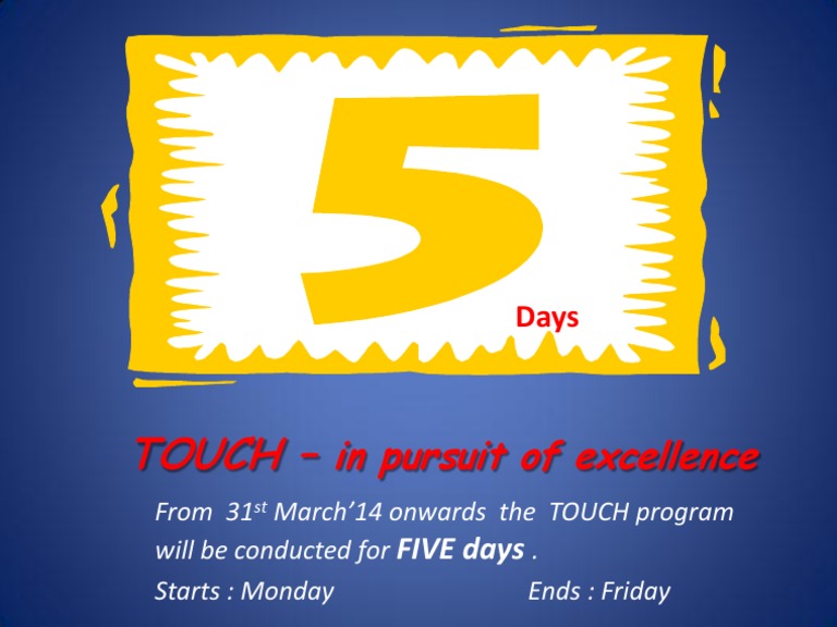 TOUCH Program: 5-Day Schedule | PDF