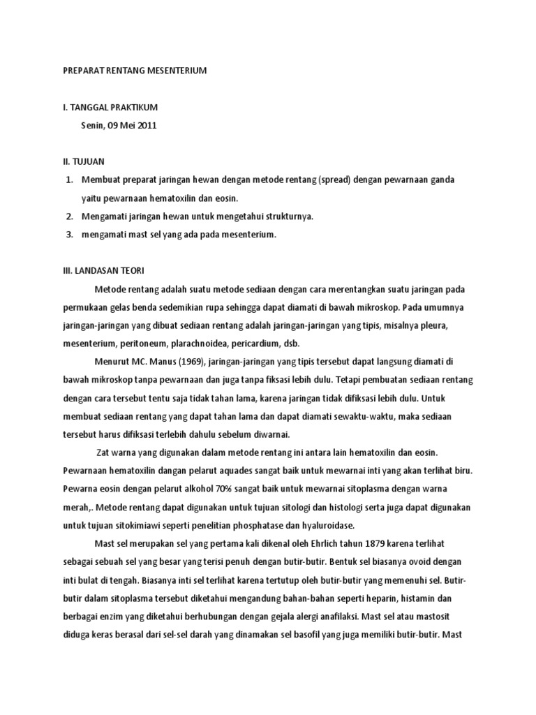 Preparat Rentang Mesenterium | PDF