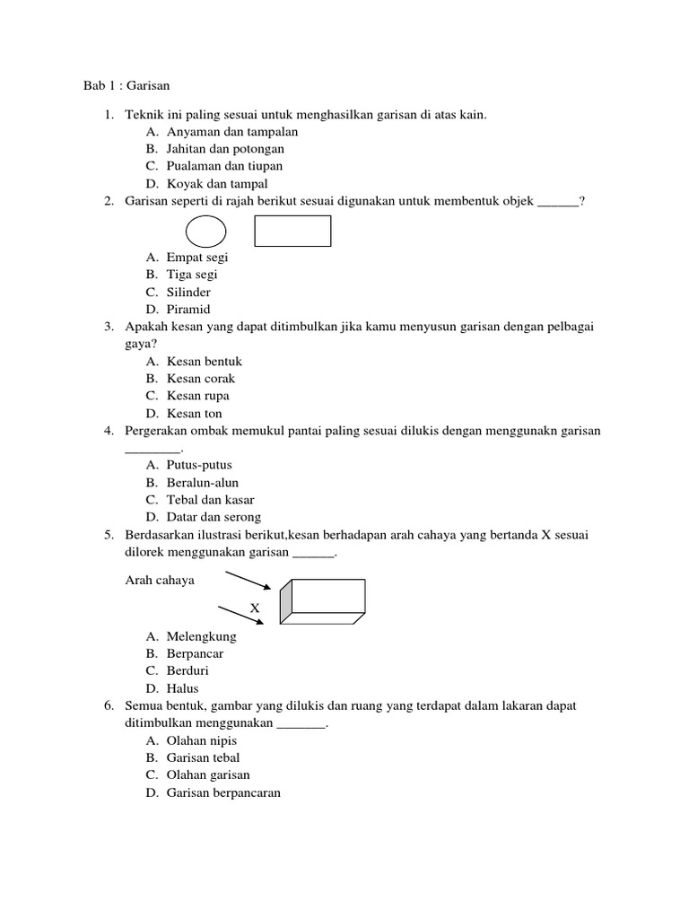 Soalan Kbat Psv Tingkatan 2 Bab 1 Garisan Bab 2 Rupa Bab 3 Bentuk Bab 4 Jalinan Bab 5 Ruang Pdf