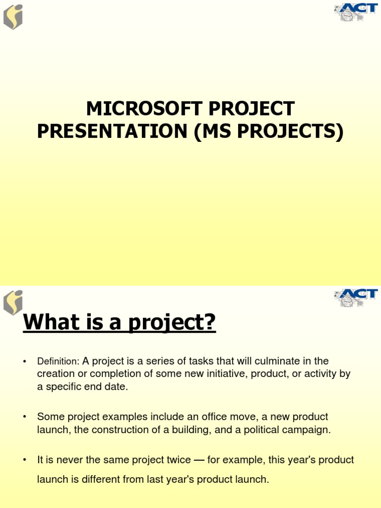 presentation on microsoft project