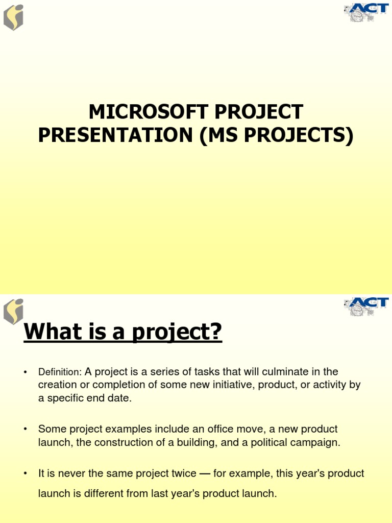 MS Project Presentation | Microsoft Office | Microsoft Excel