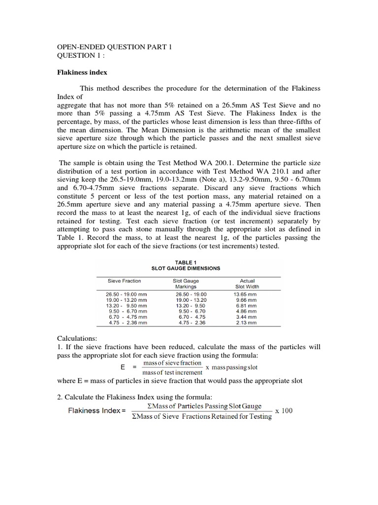 Flakiness Index, Elongation, Aggregate Crushing Value PDF Concrete