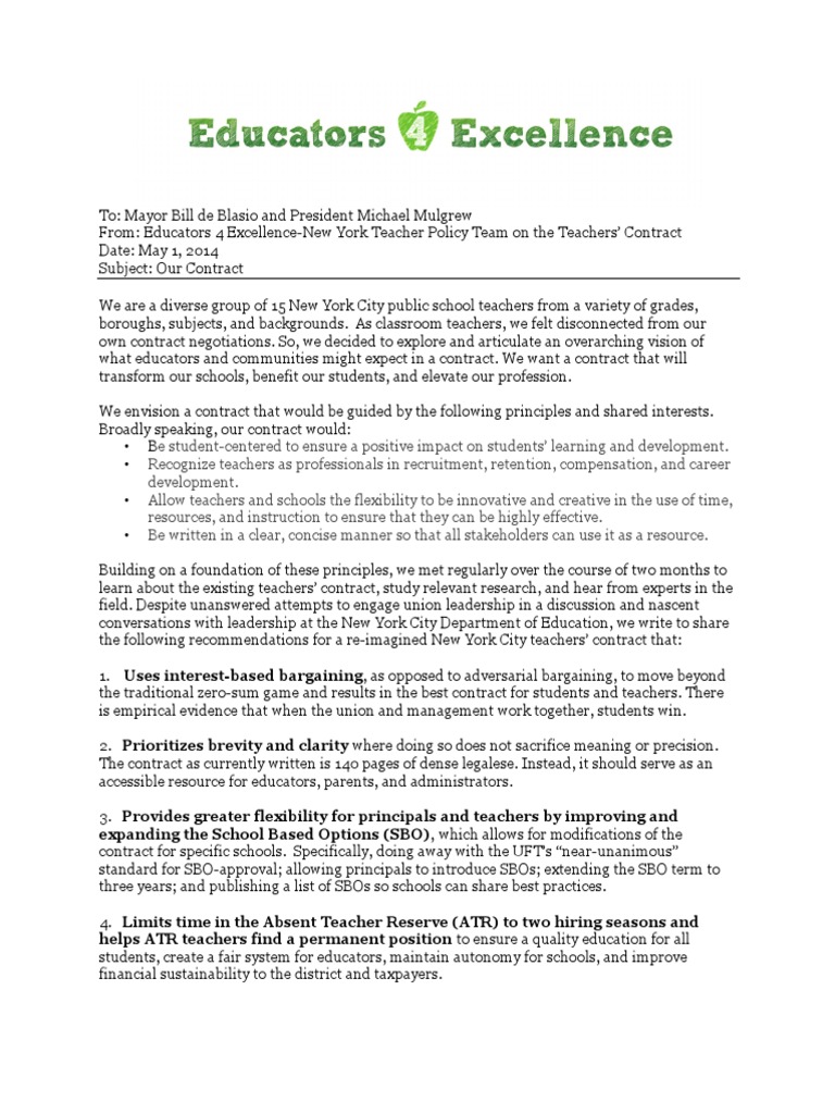 E4ENew York Policy for UFT Contract Teachers