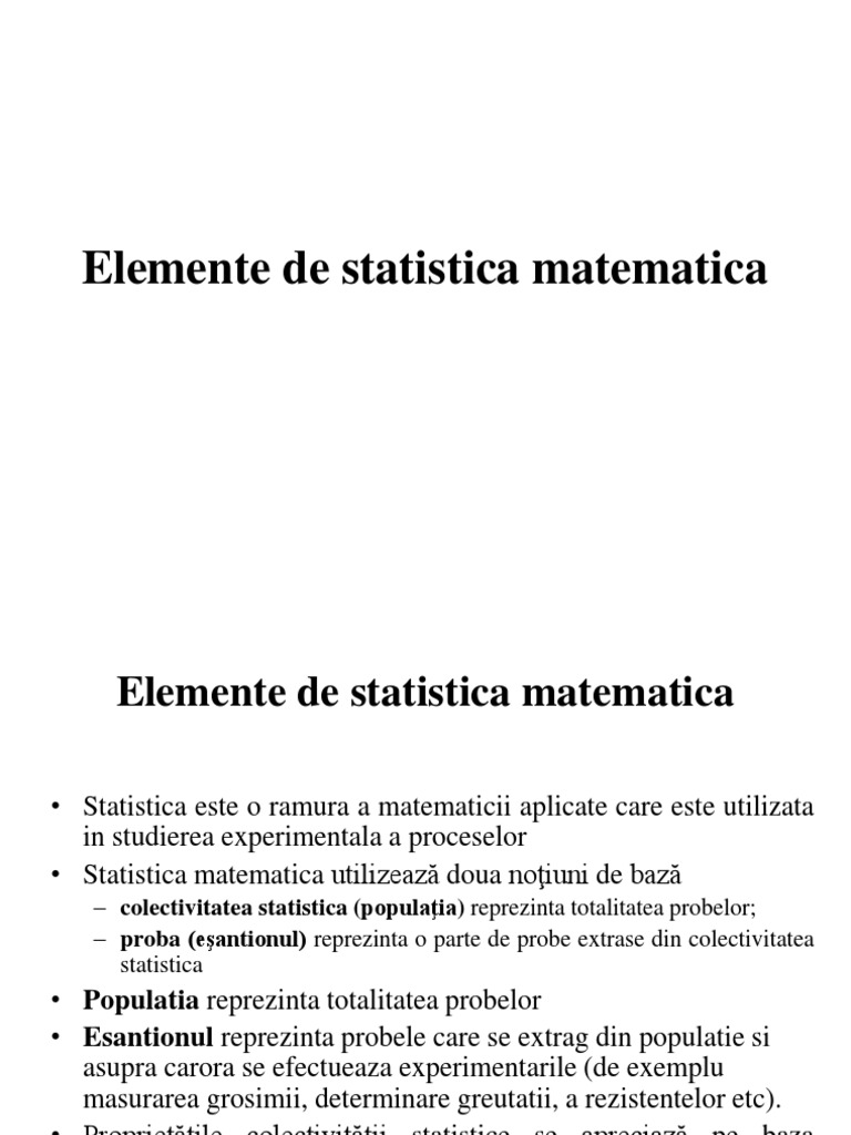 Elemente De Statistica Matematica
