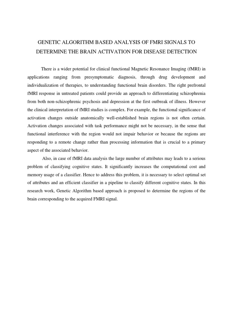 Genetic Algorithm Based Analysis of Fmri Signals To Determine The Brain ...