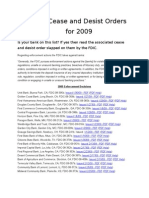 FDIC Cease and Desist Orders For 2009 - Updated November 4 2009