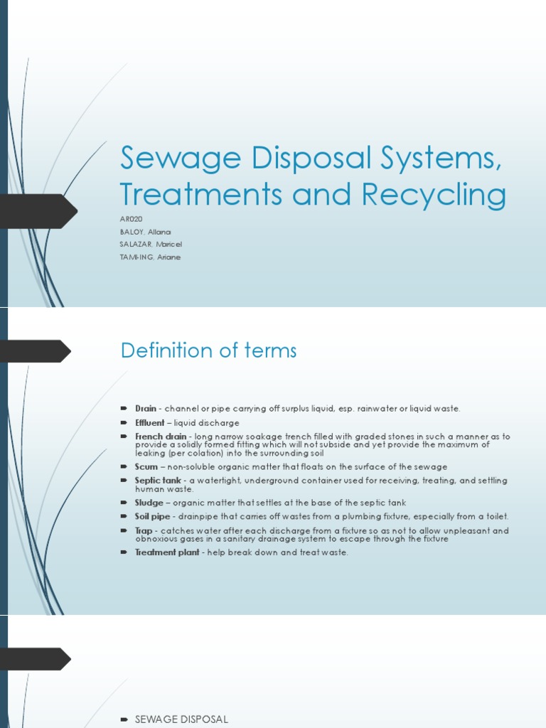 Sewage Disposal Systems and Treatment | PDF | Sewage Treatment | Sewage