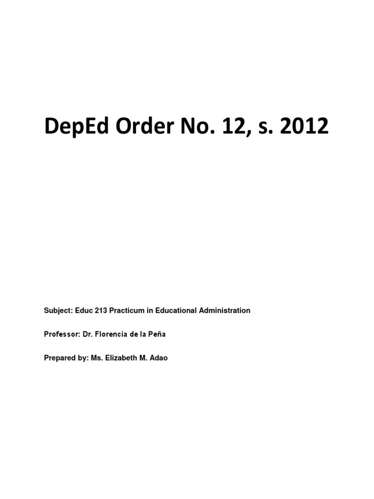 Deped Order | PDF