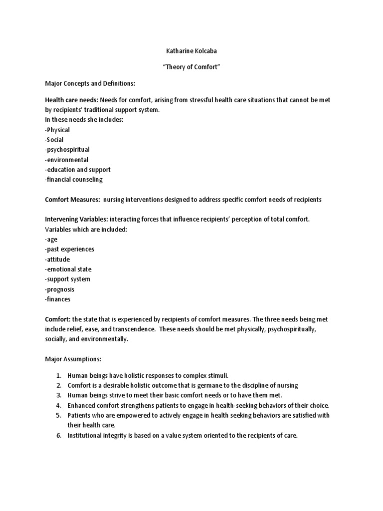 Katharine Kolcaba PDF Behavior Nursing