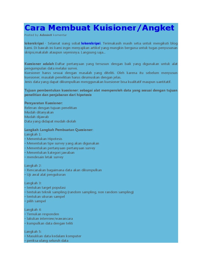 Cara Membuat Kuisioner