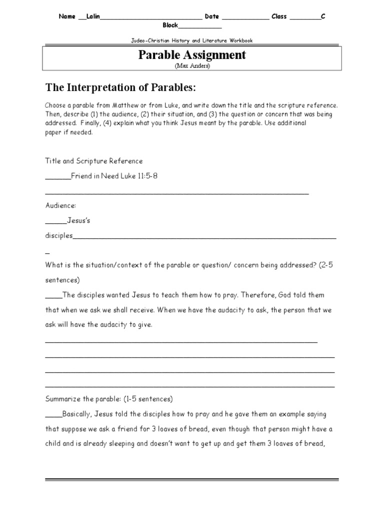 Parable Analysis: Friend in Need | PDF | Religion & Spirituality